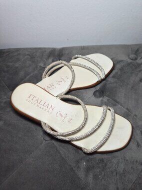 Bling Italian Sandals White made in italy